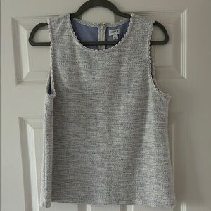 J. Crew Textured Blue and White Sleeveless Blouse